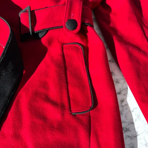 Vintage Preston & York Cardinal Red 100% Wool Pea Coat Size 4 Double Breasted - Picture 13 of 14